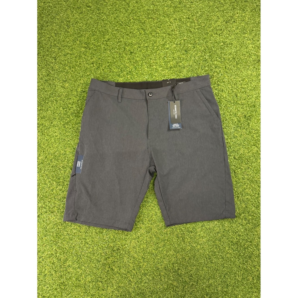 Kenneth Cole New York‎ Mens Slim Fit Tech Shorts Grey 36 Hidden Pocket Stretch